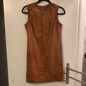 Brown Sleeveless Leather Dress